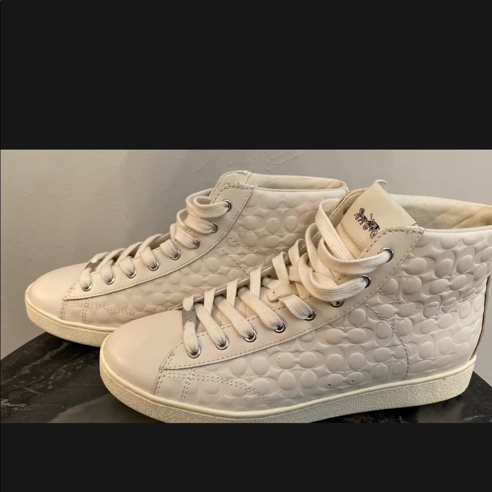COACH C204 High Top WHITE Sneaker! Sz 8.5